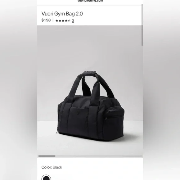BNWT Vuori Black gym 2.0 Bag with Zipper - Picture 3 of 9